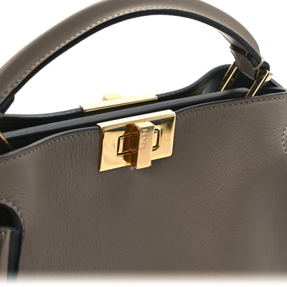 Fendi Vitello Tahiti Burro Medium Peekaboo Iconic Essentially Satchel Tortora Black 14 of 14
