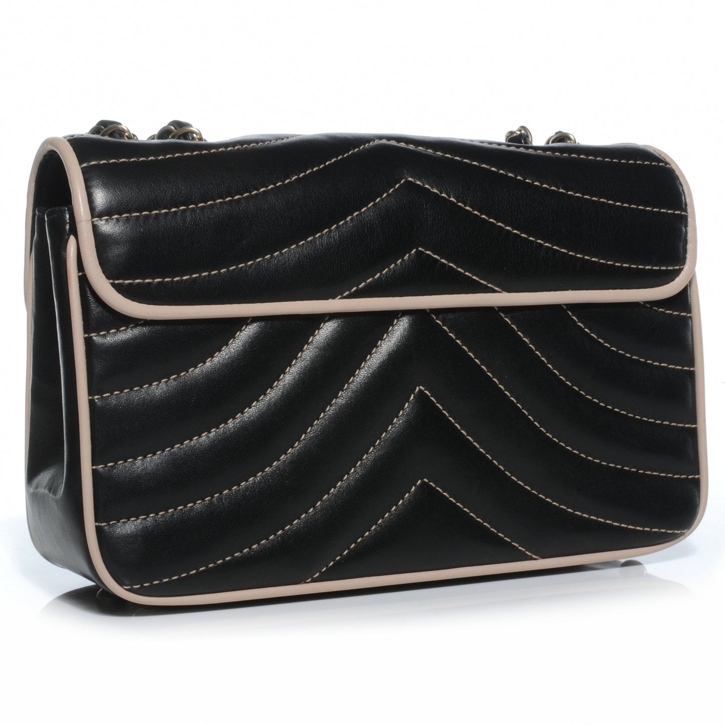 Lambskin Small Single Flap Bag Black and Blush