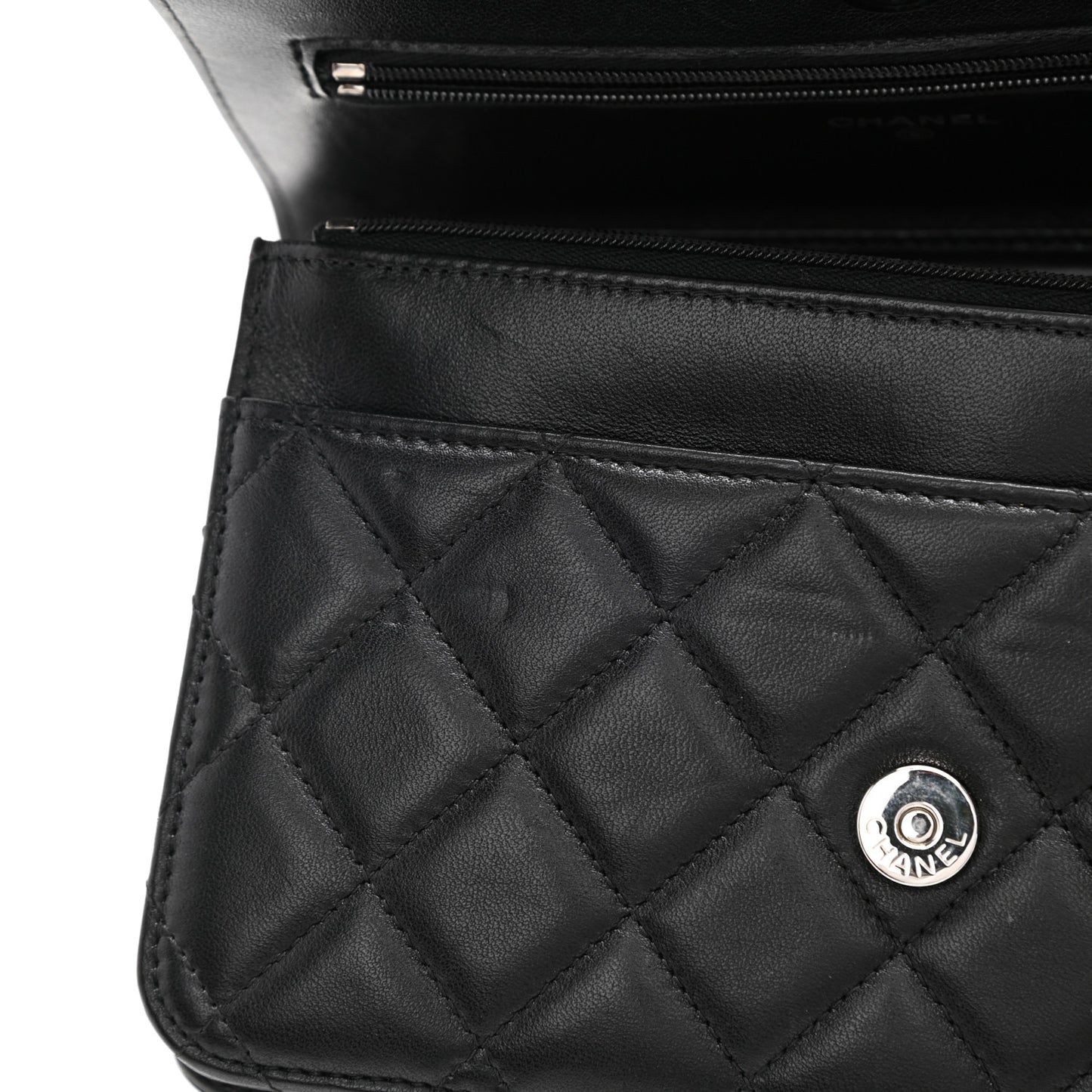 Lambskin Quilted Wallet On Chain WOC Black