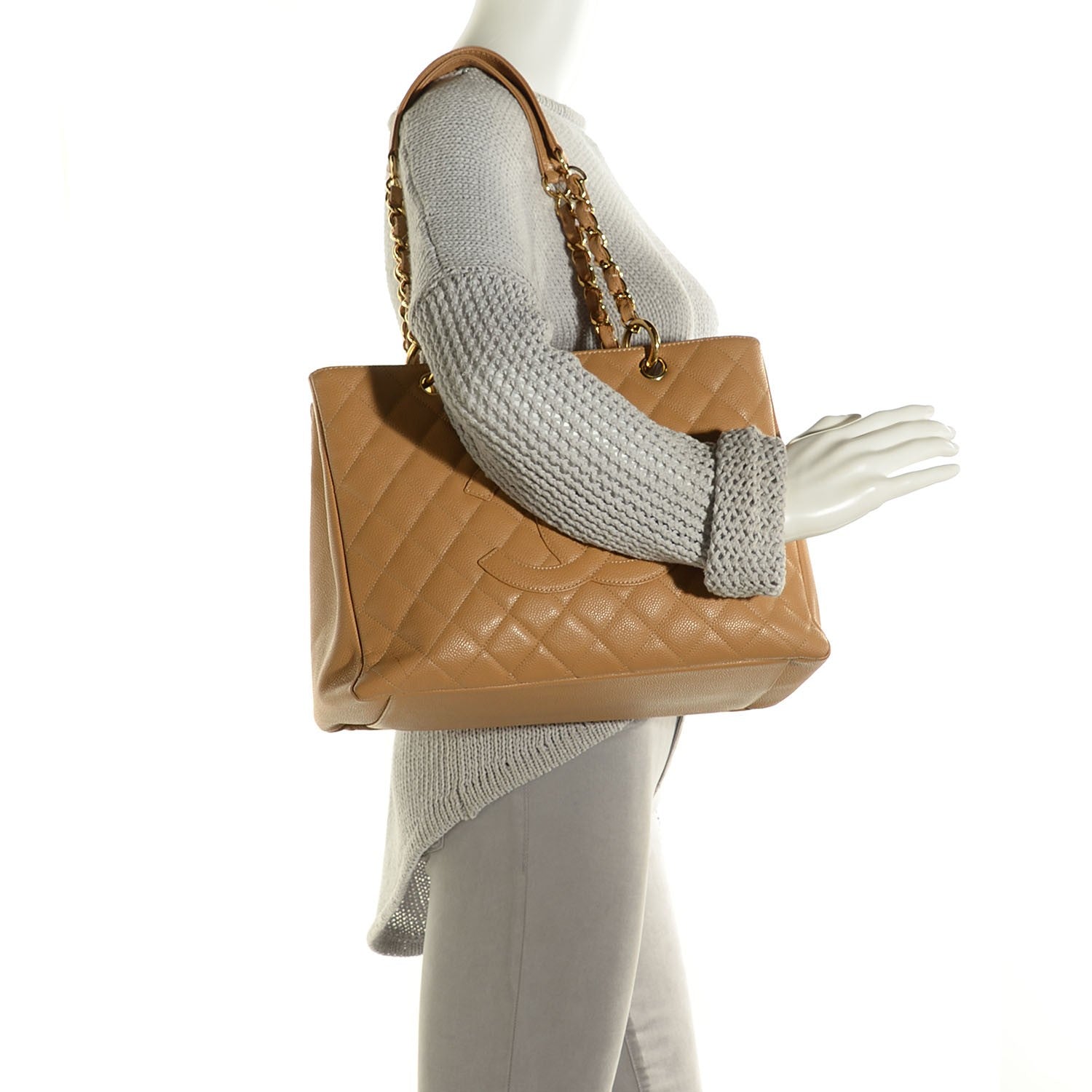 Chanel Caviar Quilted Grand Shopping Tote GST Beige 2 of 7