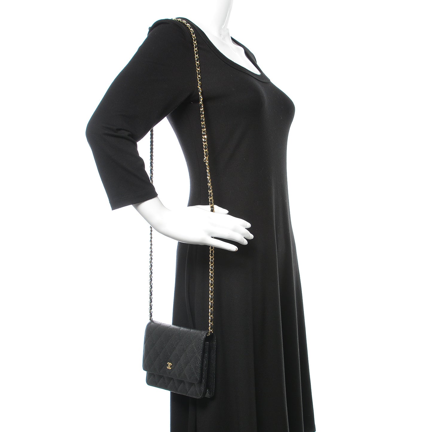Caviar Quilted Wallet On Chain WOC Black