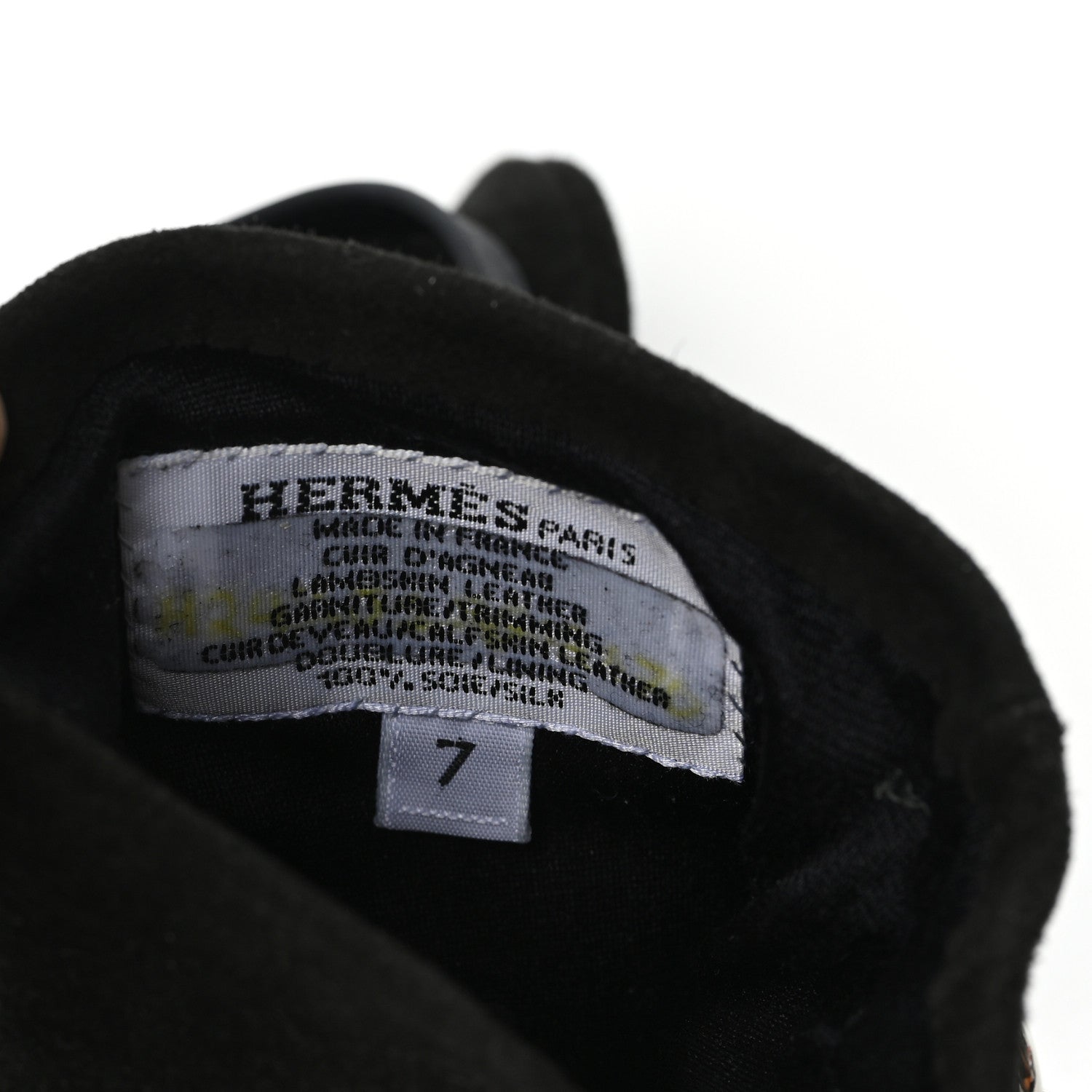 Hermes Suede Lambskin Swift Jade Kelly Lock Gloves Black 3 of 3