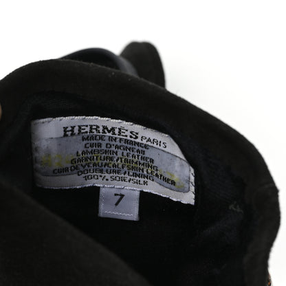 Hermes Suede Lambskin Swift Jade Kelly Lock Gloves Black 3 of 3