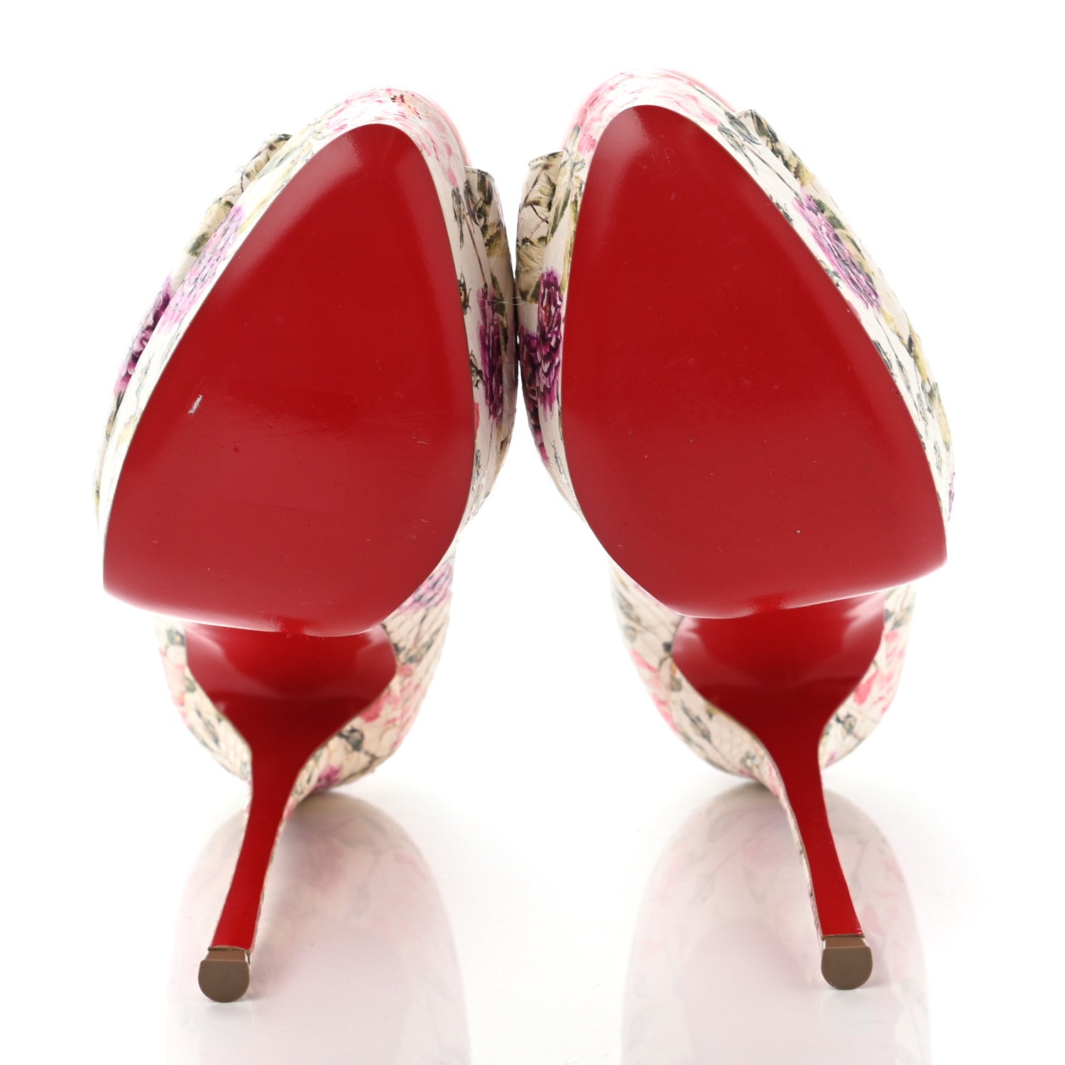 Christian Louboutin Watersnake Fiori Fetish Peep 150 Pumps 38.5 Latte Pompadour 4 of 12