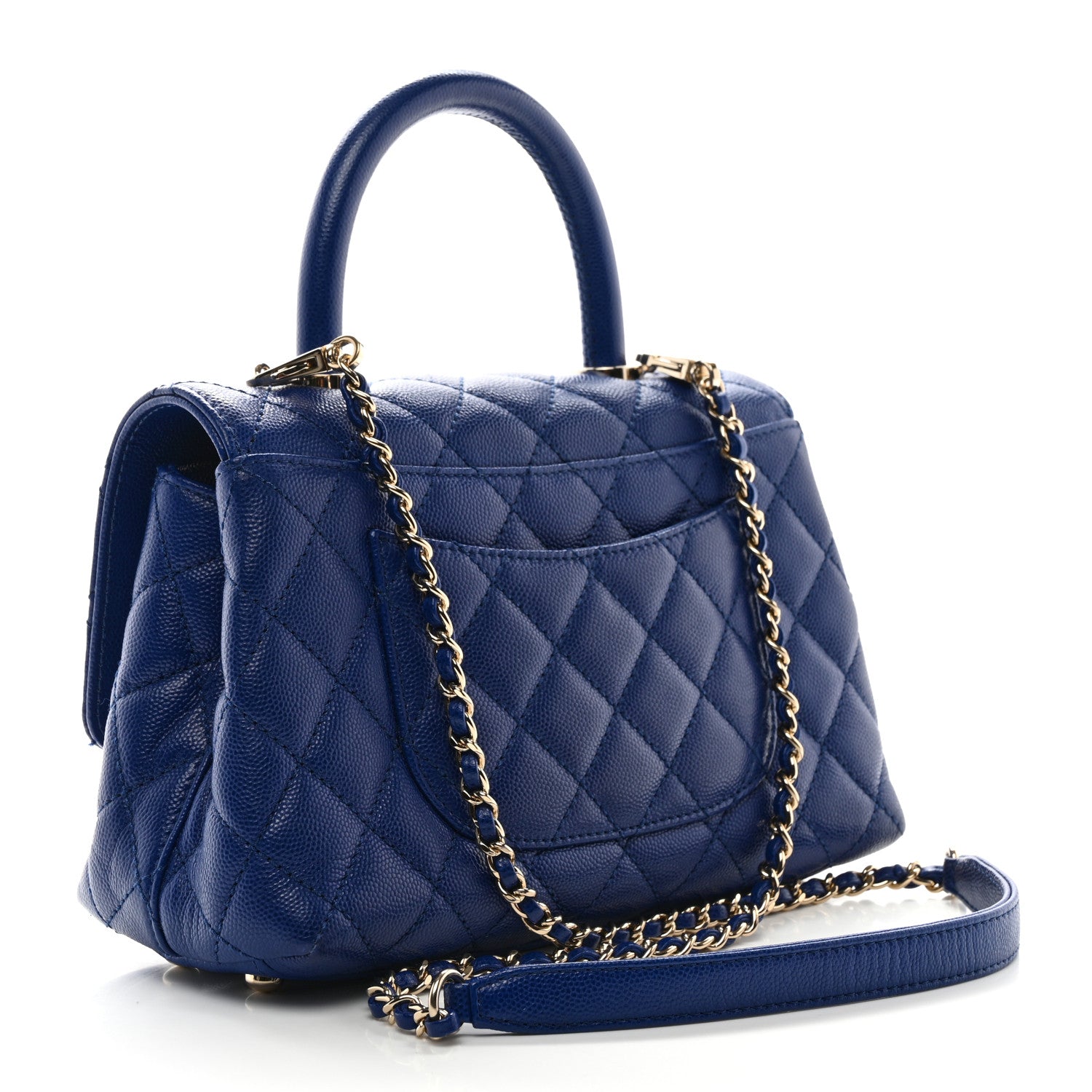 Chanel Caviar Quilted Mini Coco Handle Flap Blue 3 of 10