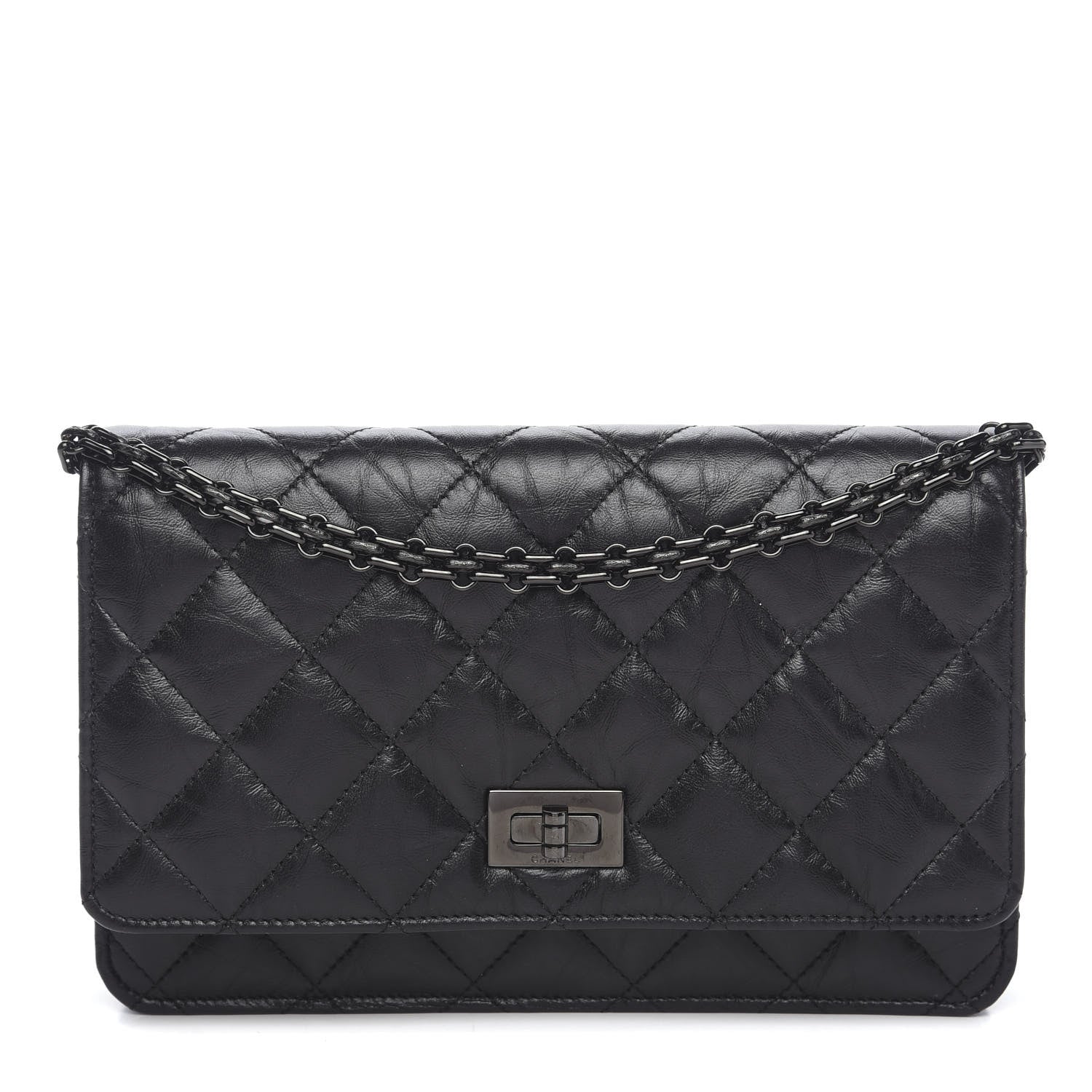 Chanel Aged Calfskin Quilted Reissue Wallet On Chain WOC So Black 1 of 11