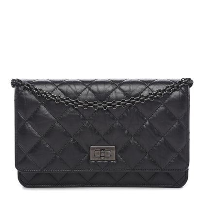 Chanel Aged Calfskin Quilted Reissue Wallet On Chain WOC So Black 1 of 11