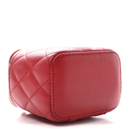 Chanel Caviar Quilted Mini Vanity Case With Chain Red 4 of 10