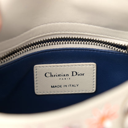 Christian Dior Calfskin Sequin Floral Embroidered Mini Lady Dior White Multicolor 6 of 12