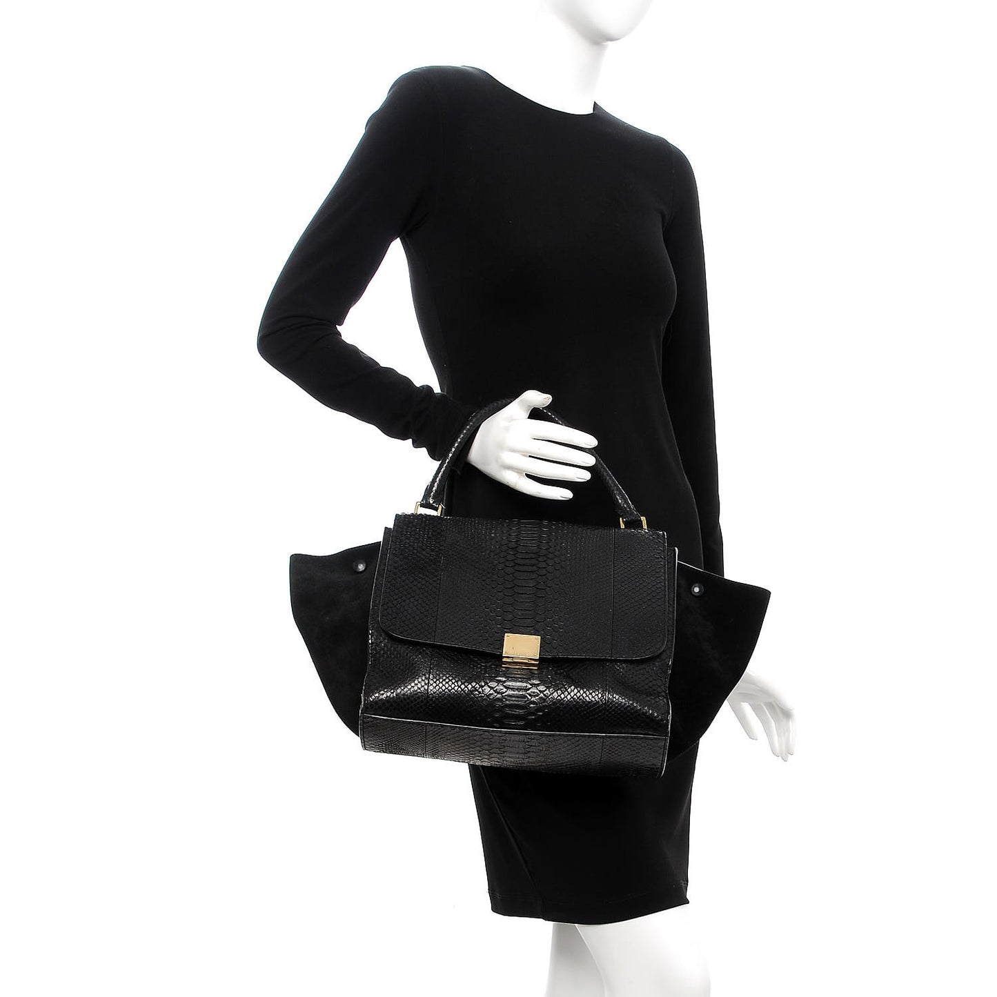 Python Suede Medium Trapeze Black