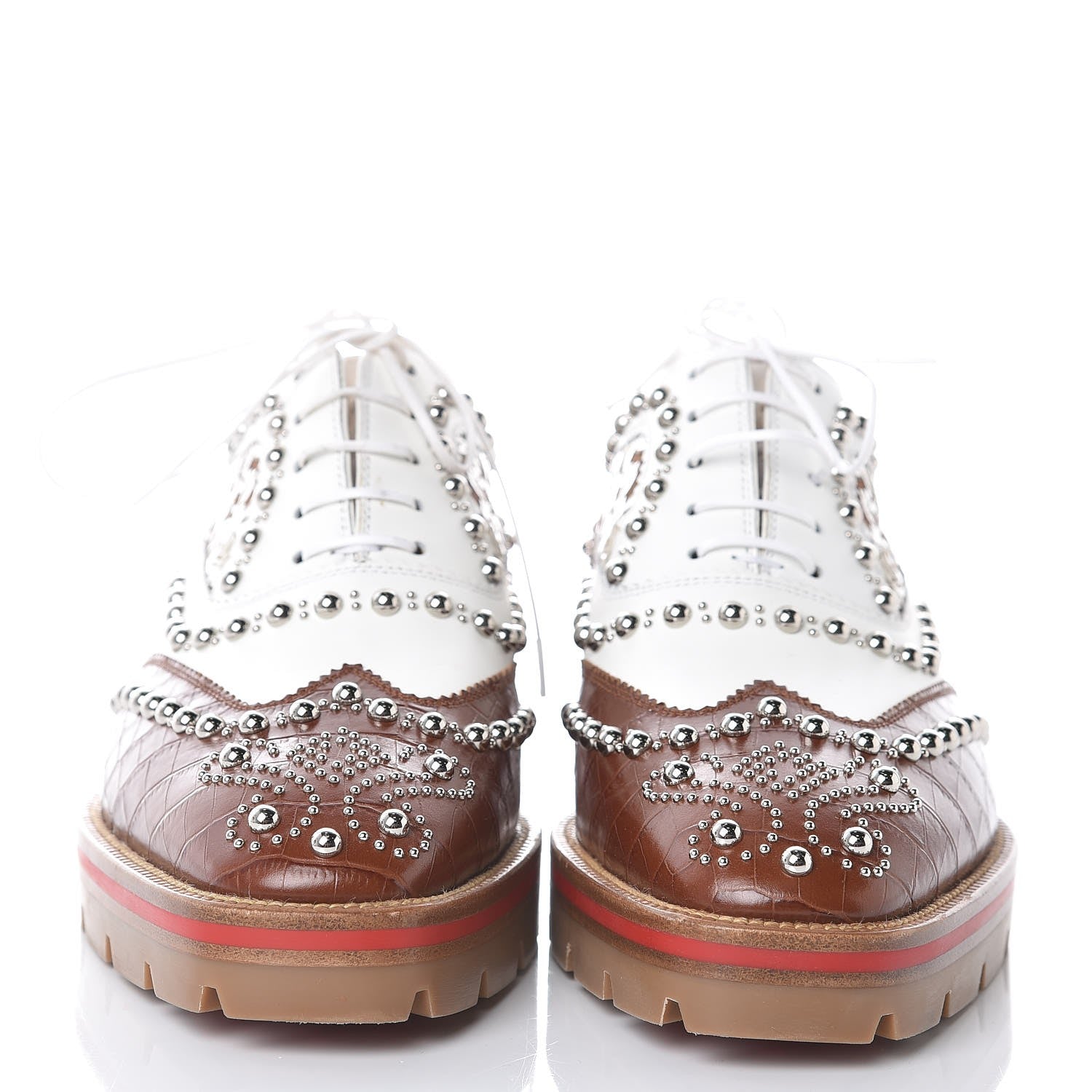 Christian Louboutin Calfskin Studded Womens Crapadonna Oxfords 37 Version Multi 2 of 9