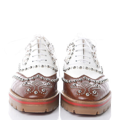 Christian Louboutin Calfskin Studded Womens Crapadonna Oxfords 37 Version Multi 2 of 9