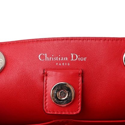 Christian Dior Calfskin Snakeskin Medium Diorissimo Tote Burgundy Red 7 of 12