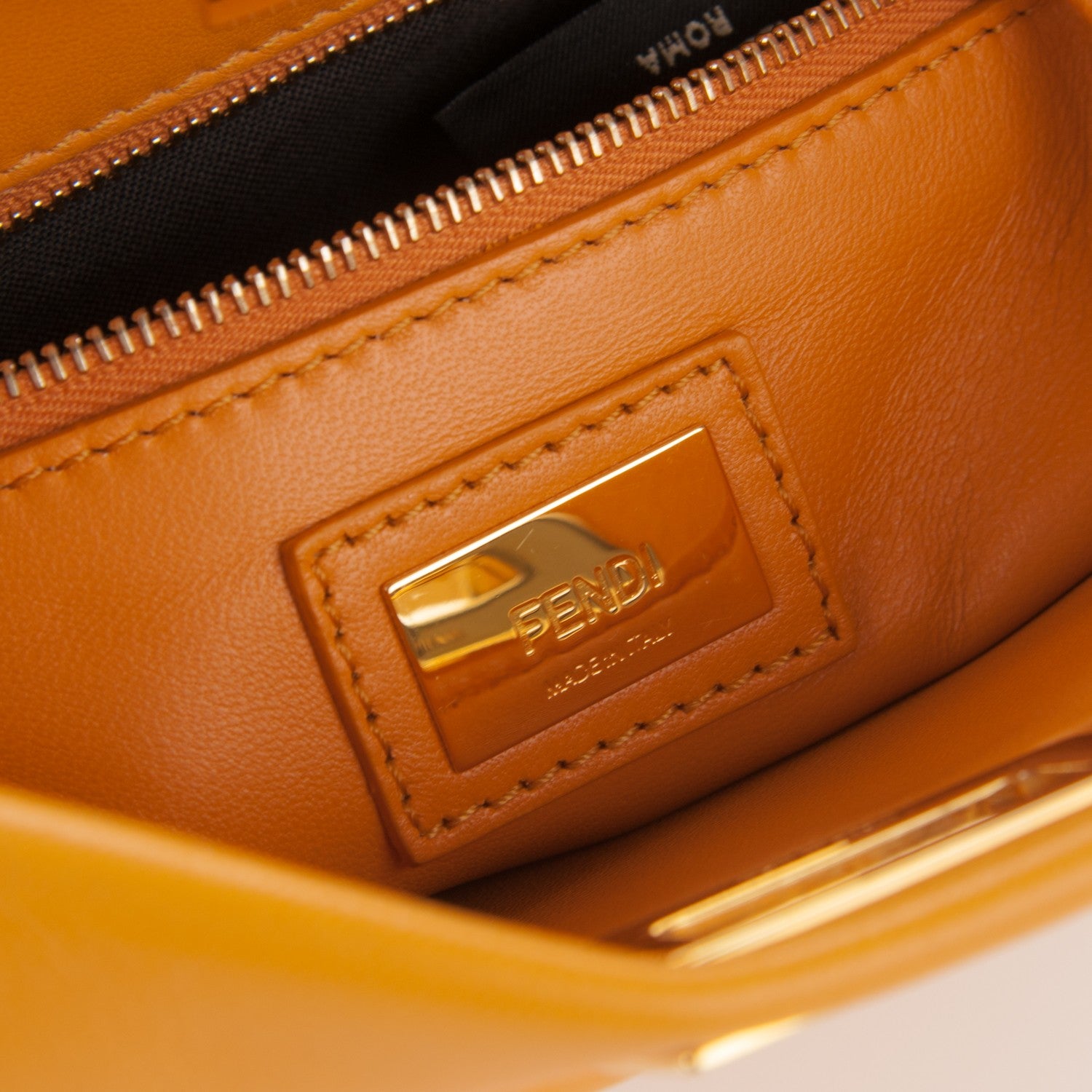 Fendi Nappa Mini Peekaboo Iconic Satchel Giallo Syrup 6 of 8