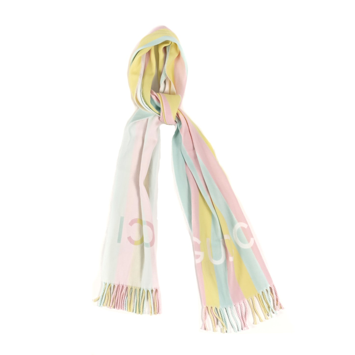 Wool Cotton Jacquard Magmadera Striped Scarf Pastel Multicolor