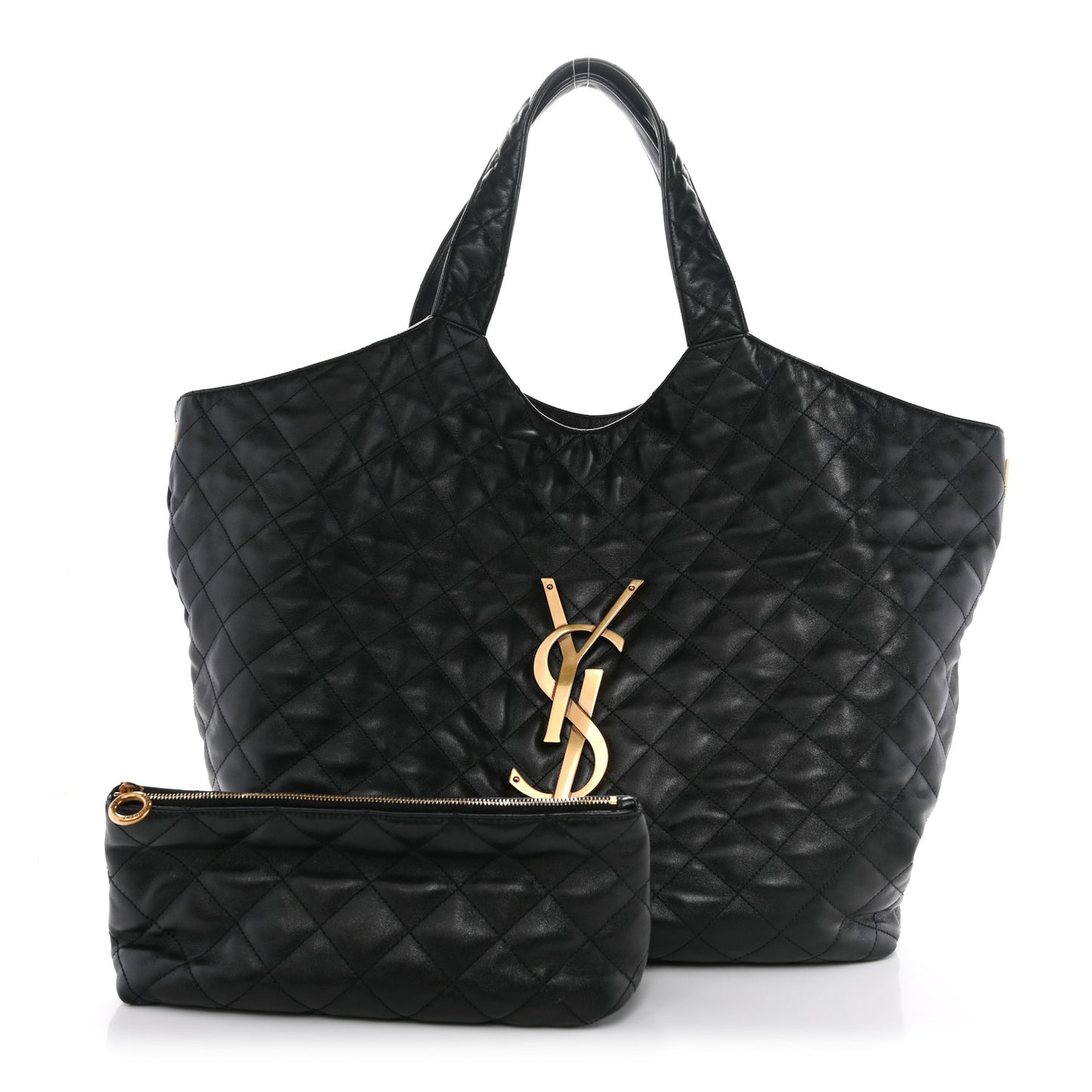 Lambskin Quilted Maxi Icare Shopping Tote Black