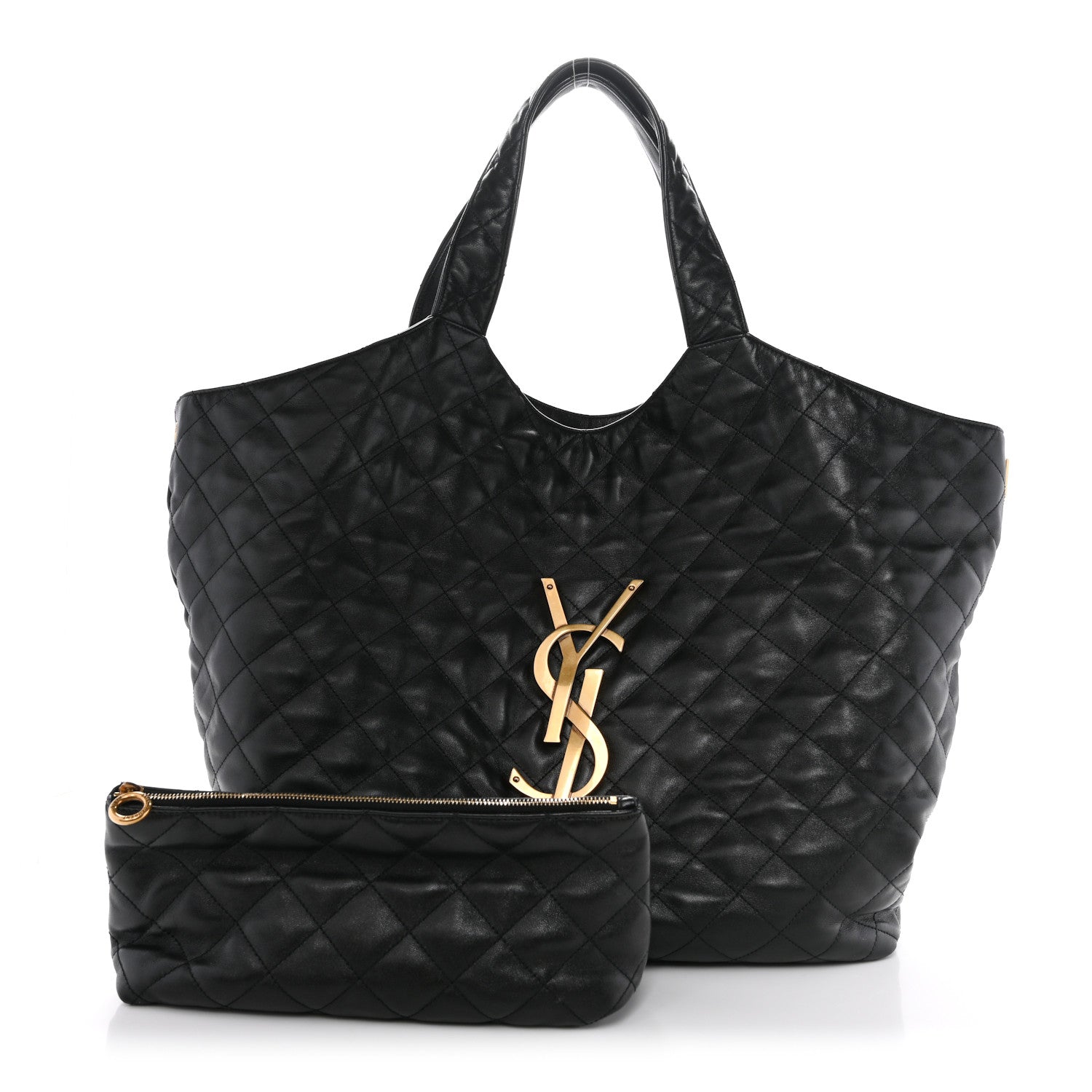 Saint Laurent Lambskin Quilted Maxi Icare Shopping Tote Black 3 of 15