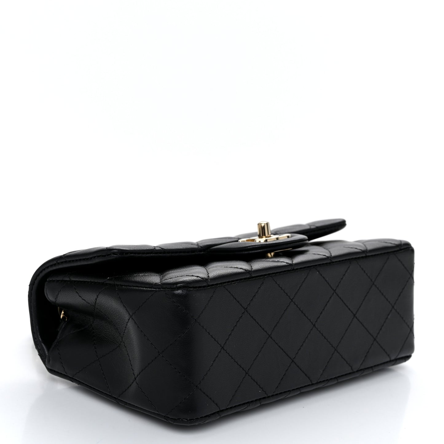 Lambskin Quilted Mini Rectangular Flap Black