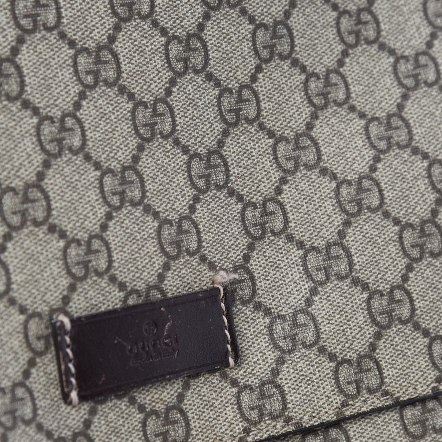GG Supreme Monogram Selleria Calfskin Messenger Diaper Bag Beige Ebony Cocoa Dark Chocolate