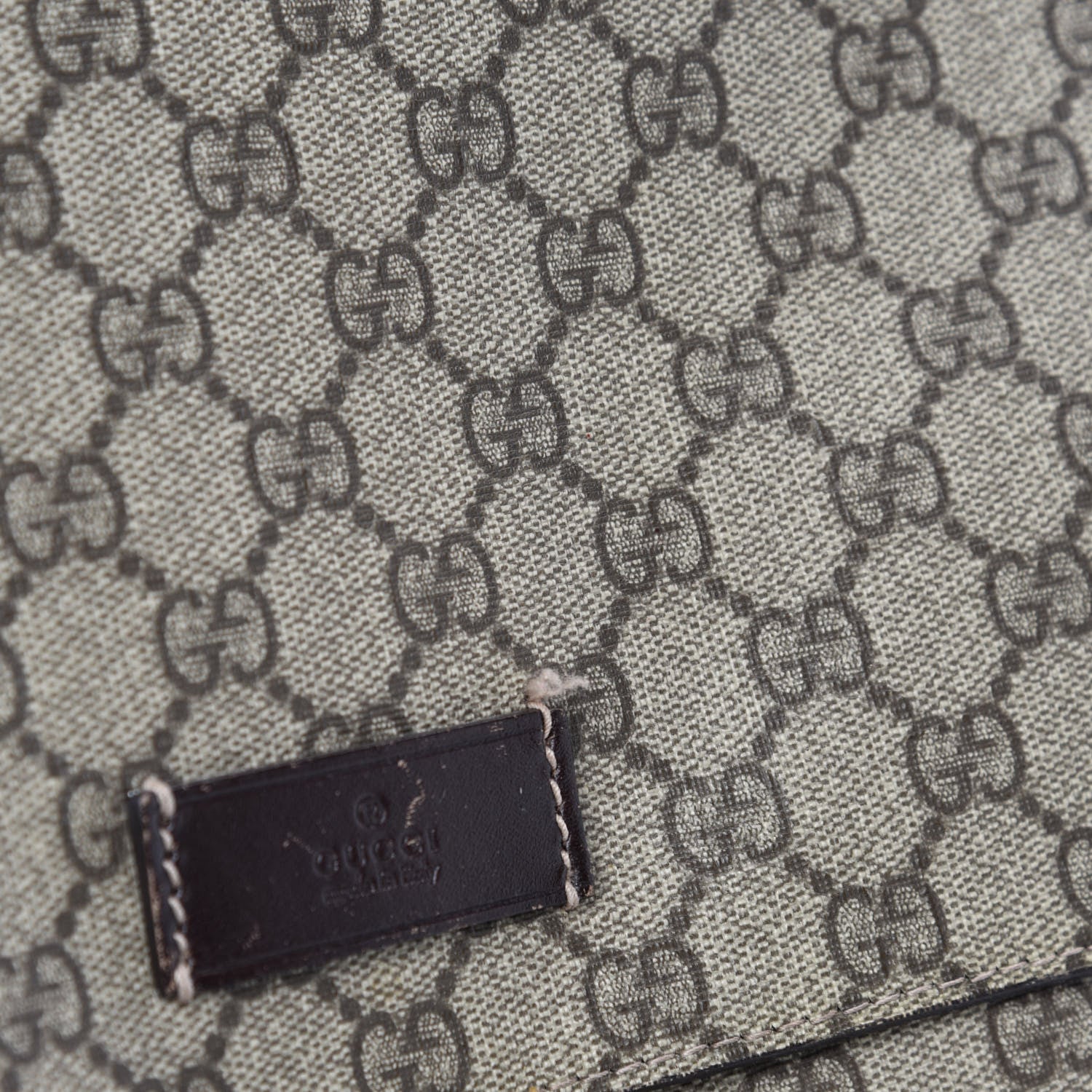 Gucci GG Supreme Monogram Selleria Calfskin Messenger Diaper Bag Beige Ebony Cocoa Dark Chocolate 9 of 13