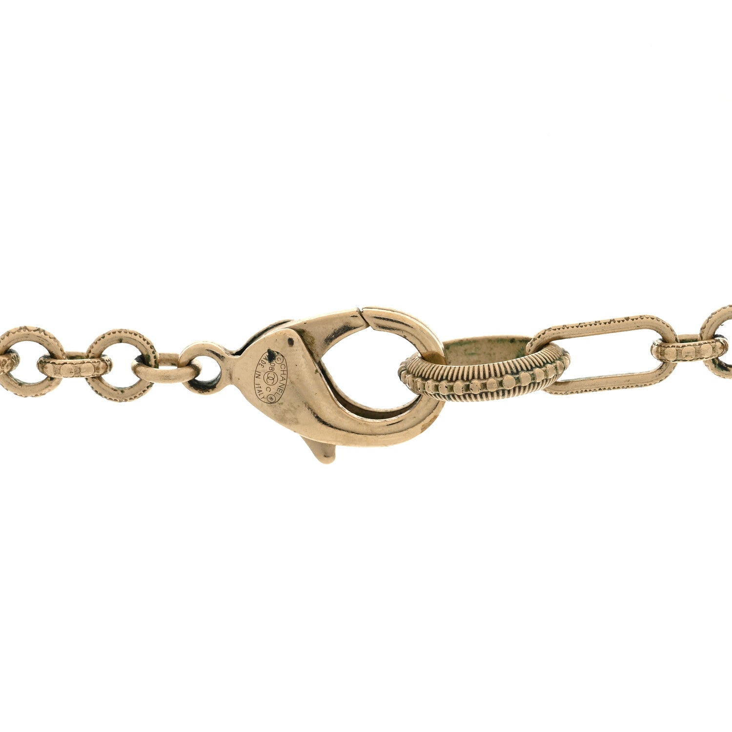 Chanel Crystal Resin Chain CC Pendant Necklace Black Gold 4 of 5