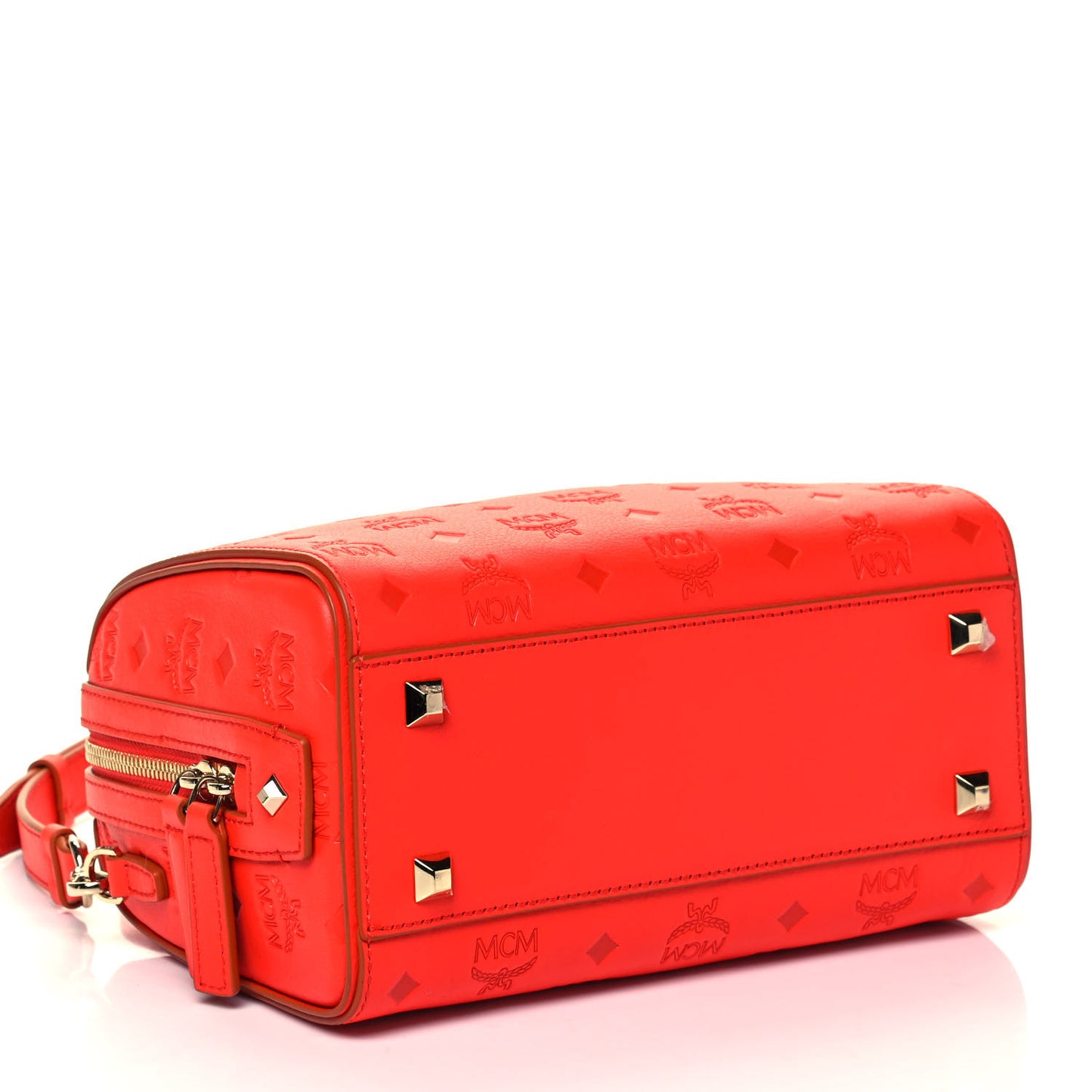 Calfskin Ottomar Monogram Small Essential Boston Bag Red
