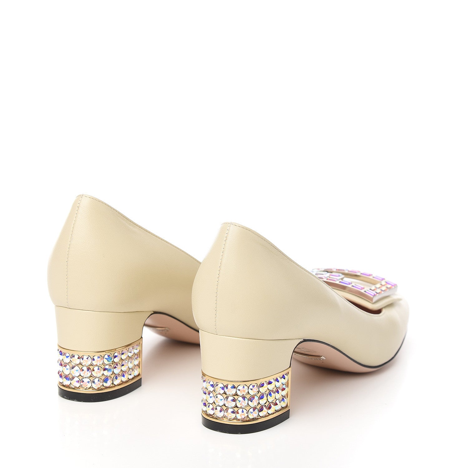 Gucci Malaga Kid Crystal Square G Madelyn Mid Heel Loafer Pumps 37 White 4 of 10