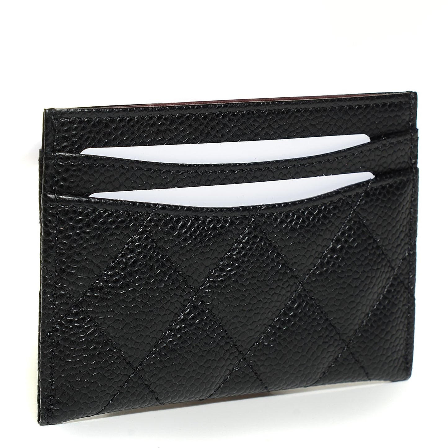 Caviar Quilted Card Holder Black
