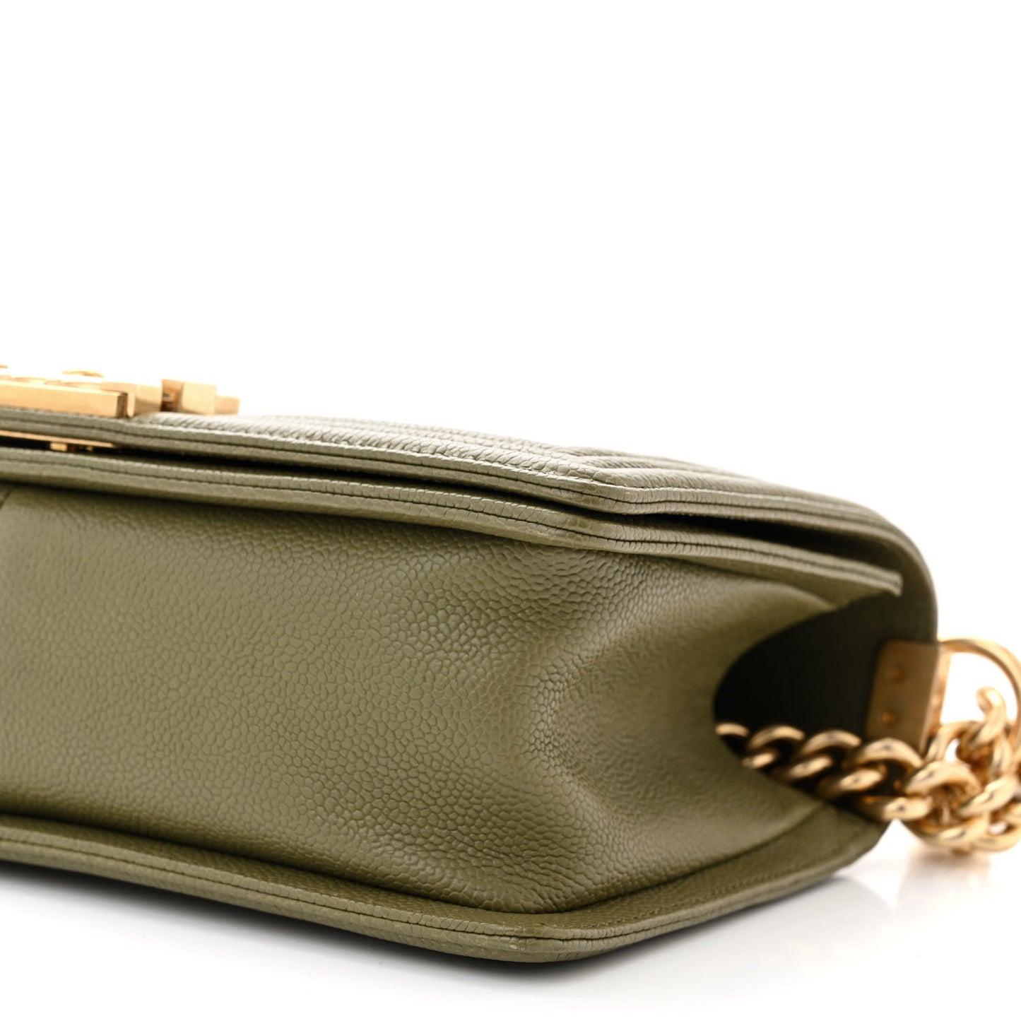 Caviar Quilted Medium Boy Flap Khaki
