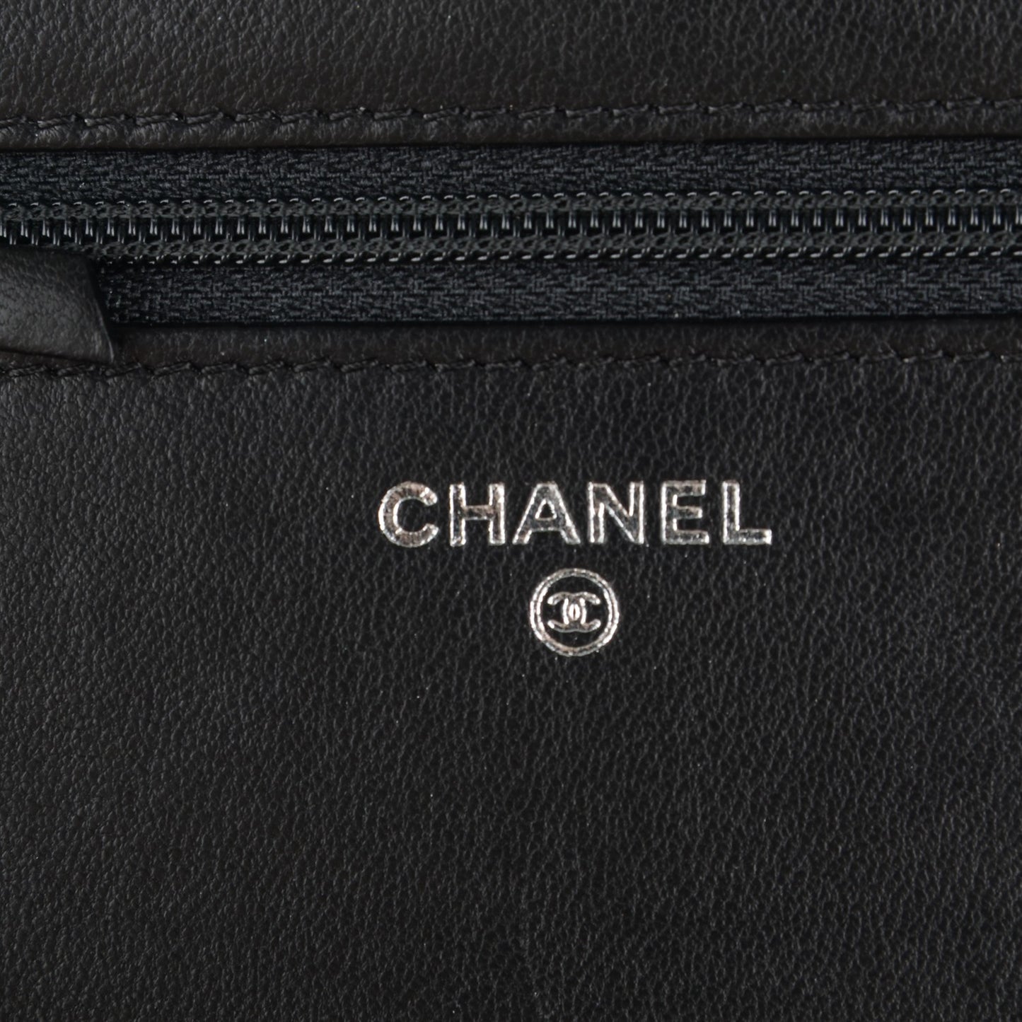 Calfskin Chevron Wallet On Chain WOC So Black