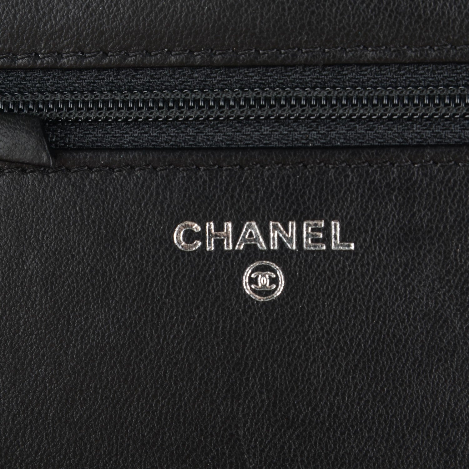 Chanel Calfskin Chevron Wallet On Chain WOC So Black 6 of 8