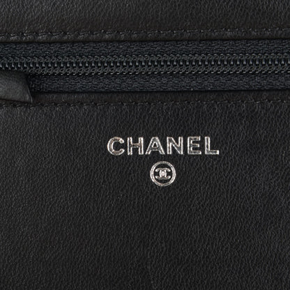Chanel Calfskin Chevron Wallet On Chain WOC So Black 6 of 8