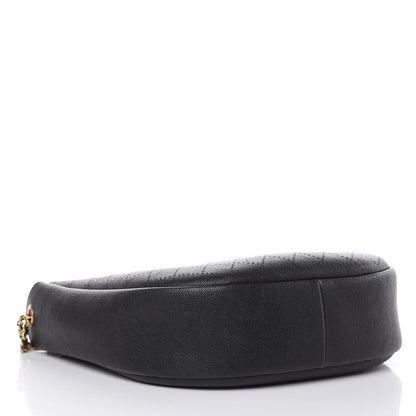 Chanel Grained Calfskin Perforated Small Flap Hobo Black 4 of 10
