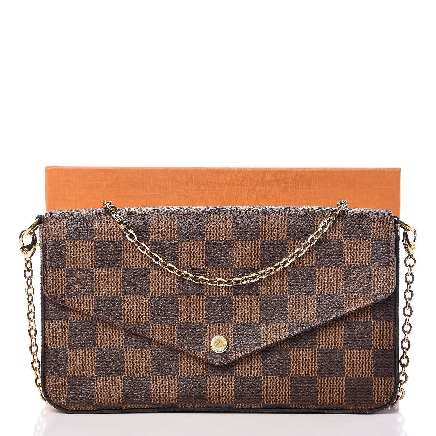 Louis Vuitton Damier Ebene Pochette Felicie Chain Wallet 15 of 15