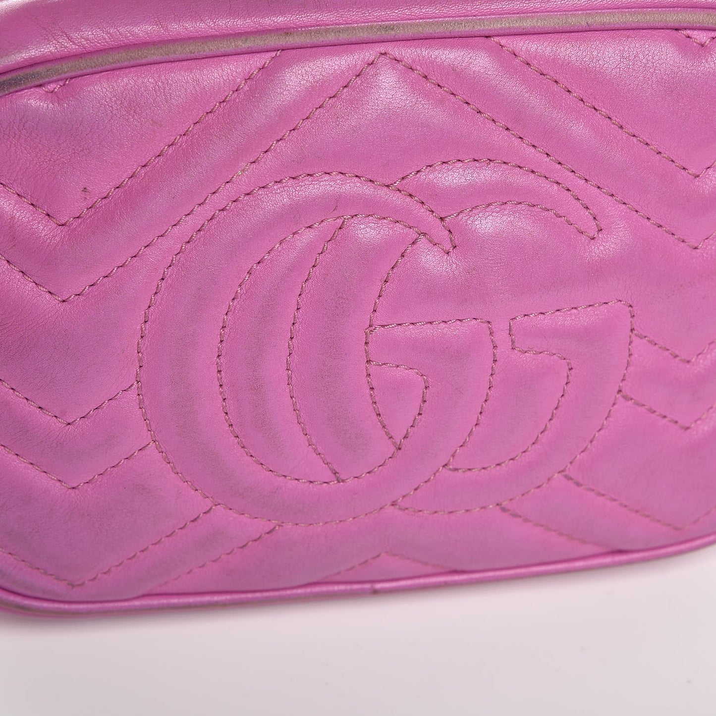 Calfskin Matelasse Mini GG Marmont Chain Shoulder Bag Candy Mousse