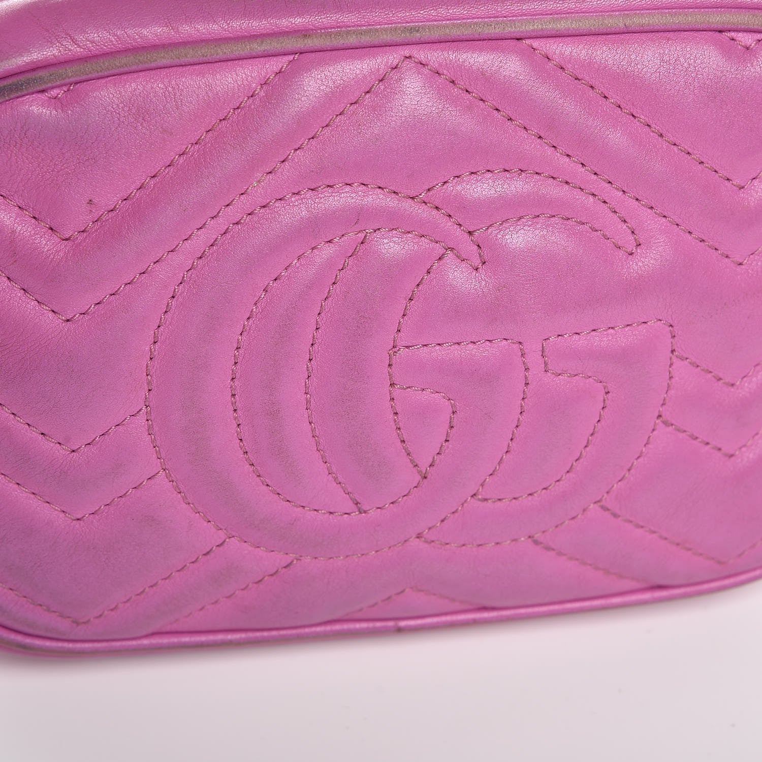 Gucci Calfskin Matelasse Mini GG Marmont Chain Shoulder Bag Candy Mousse 16 of 21