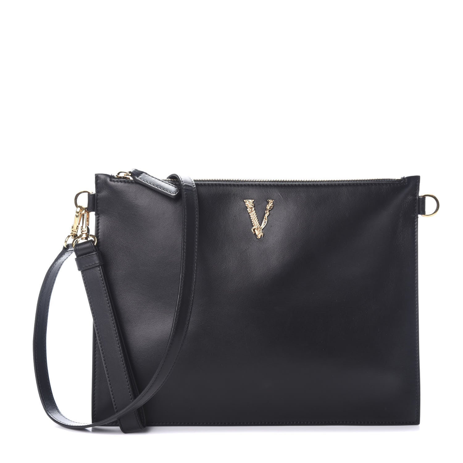 Versace Vitello Virtus Shoulder Bag Black 1 of 9