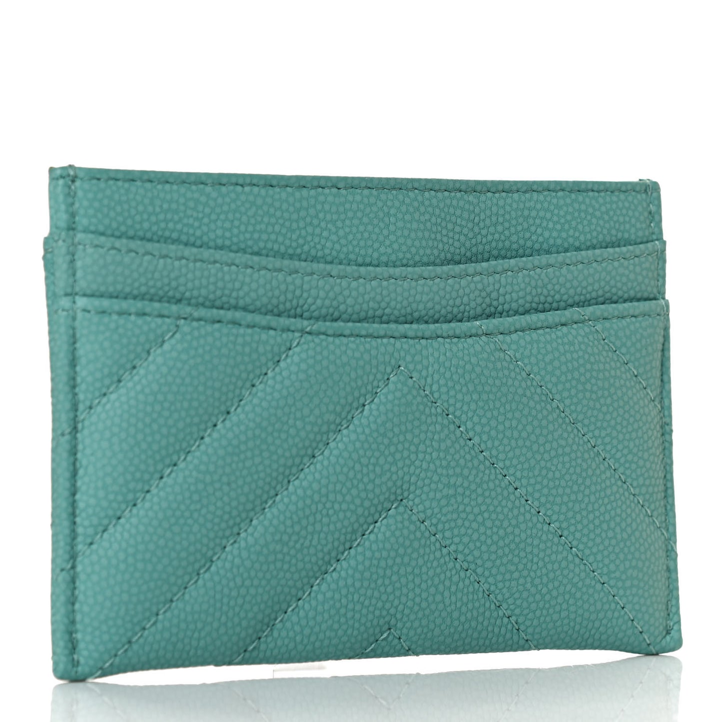 Caviar Chevron Quilted Card Holder Turquoise