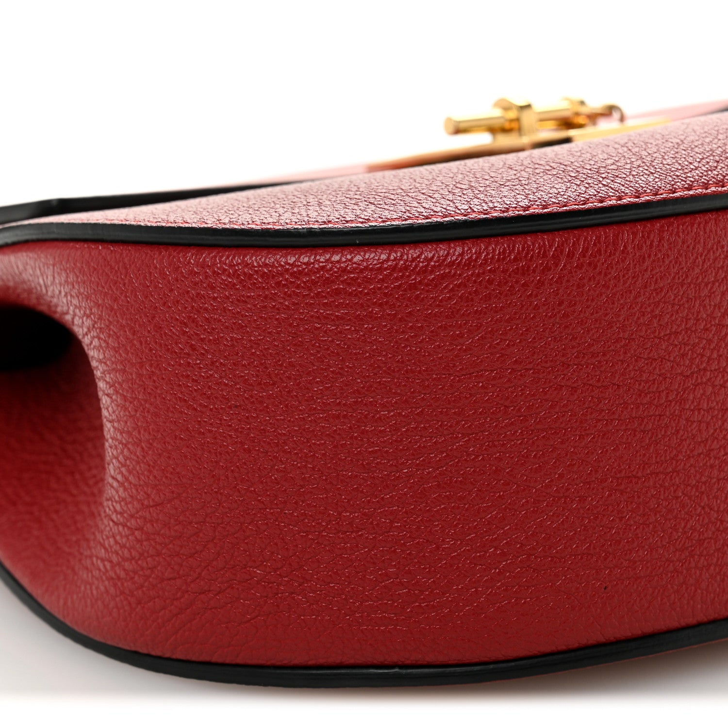 Chloe Grained Calfskin Lambskin Drew Shoulder Bag Red 8 of 9