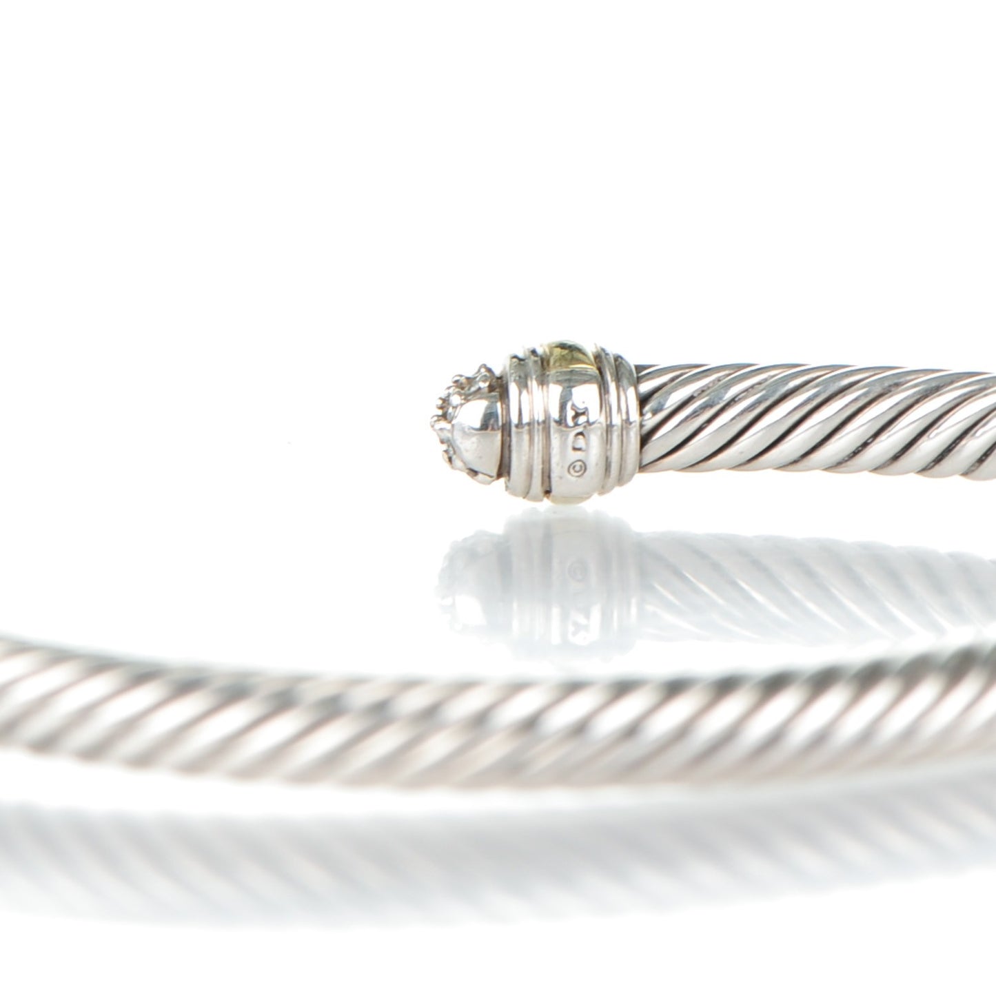 Sterling Silver 14K Yellow Gold Diamond 5mm Cable Classics Bracelet