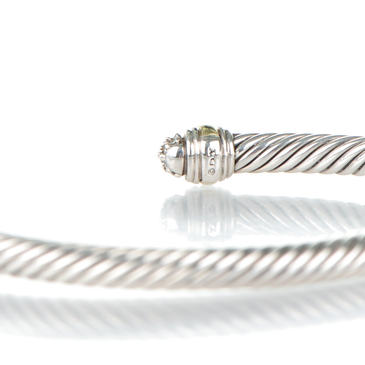 David Yurman Sterling Silver 14K Yellow Gold Diamond 5mm Cable Classics Bracelet 4 of 4