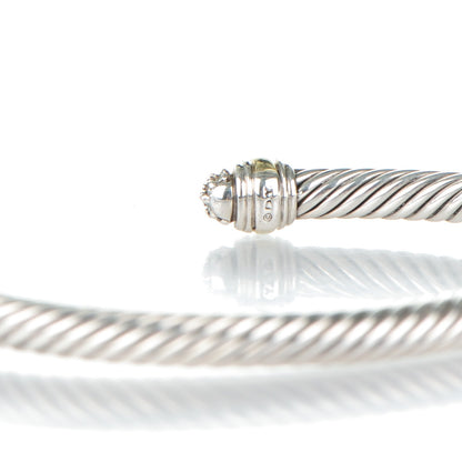 David Yurman Sterling Silver 14K Yellow Gold Diamond 5mm Cable Classics Bracelet 4 of 4