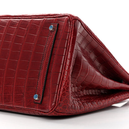 Hermes Matte Porosus Crocodile Birkin 35 Rouge H 10 of 11