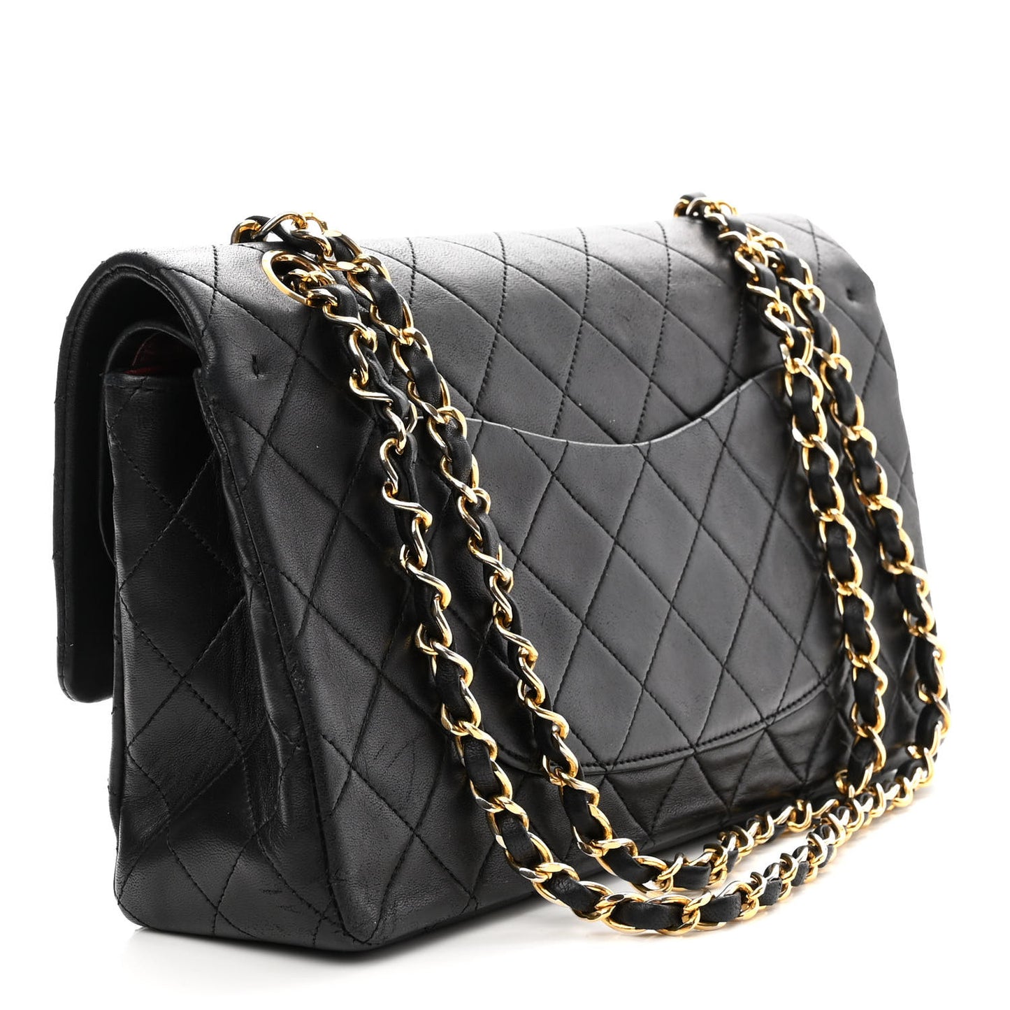 Lambskin Quilted Medium Double Flap Black