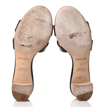 Hermes Calfskin Oasis Sandals 36 Black 4 of 6