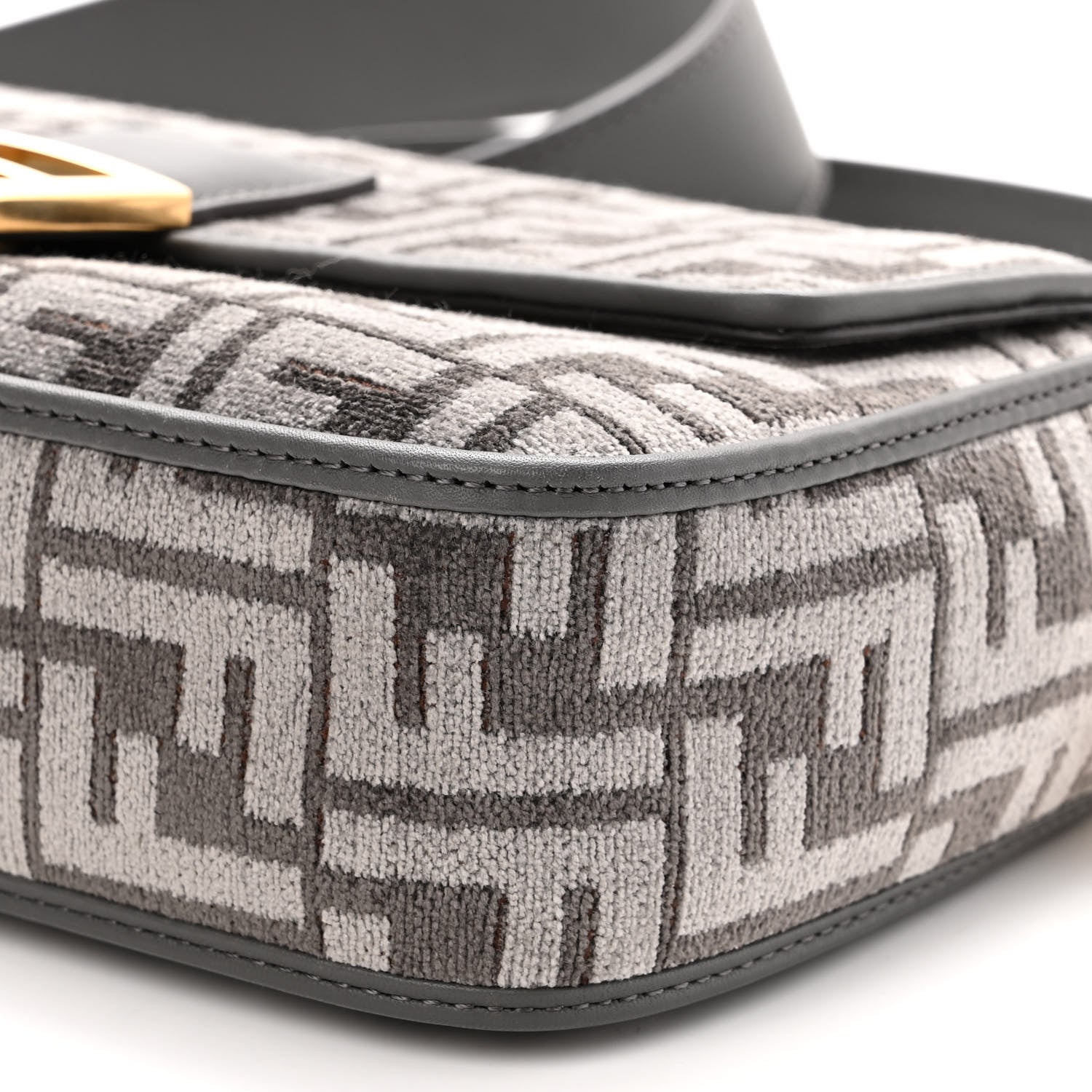 Fendi Chenille FF Embroidered Baguette Antracite Asfalto 9 of 9