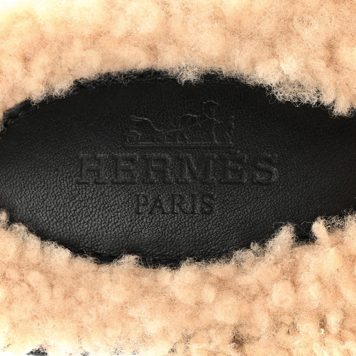 Hermes Shearling Calfskin Womens Oz Mules 38.5 Naturel Black 7 of 11