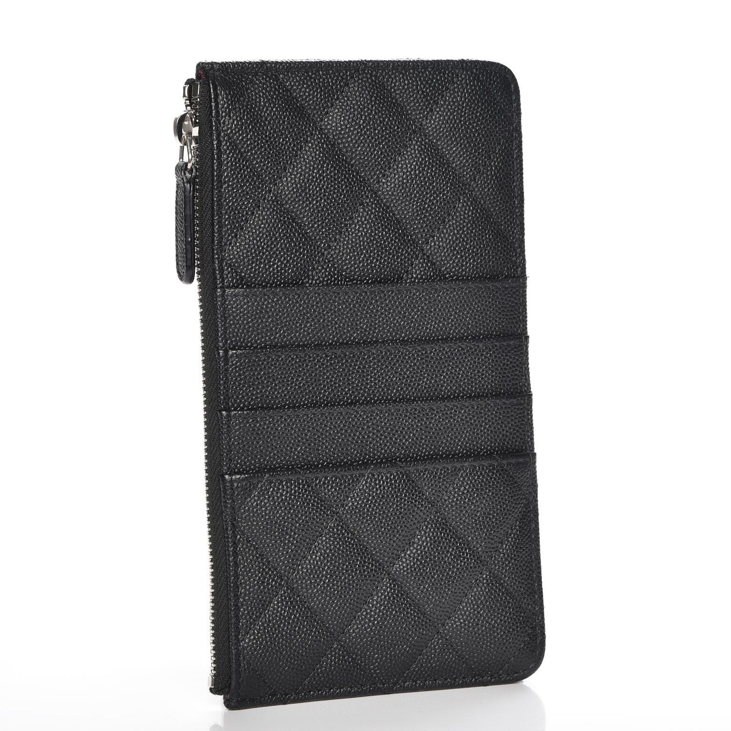 Caviar Quilted Classic Flat Wallet Pouch Black