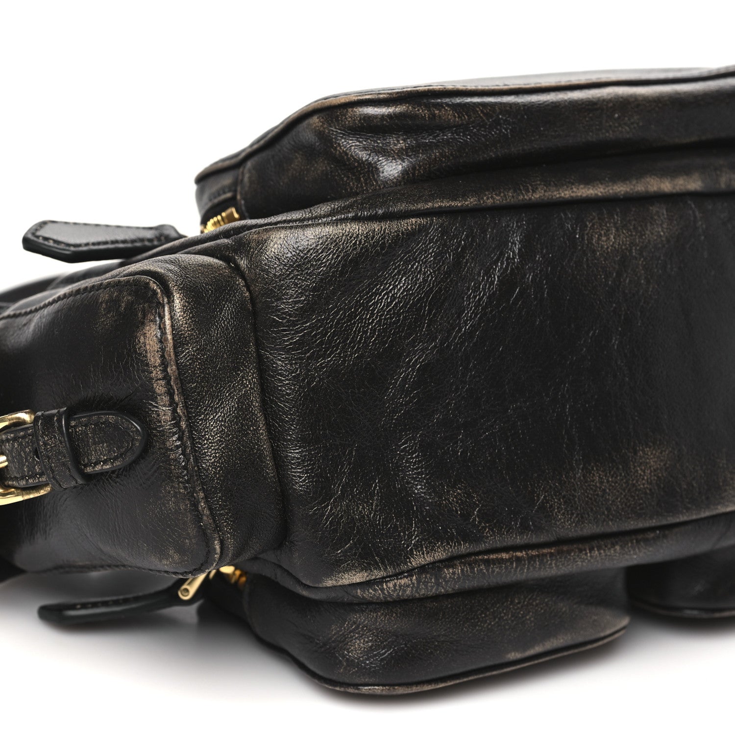 Miu Miu Distressed Nappa Pocket Bag Sand Coffee 8 of 9