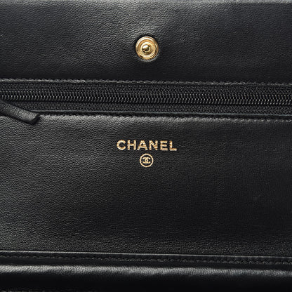Chanel Lambskin Quilted Wallet On Chain WOC Black 6 of 12